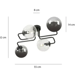 Sklep Kaja Symetryczna czarna lampa sufitowa z kloszami 843/4M3 | Kaja Best