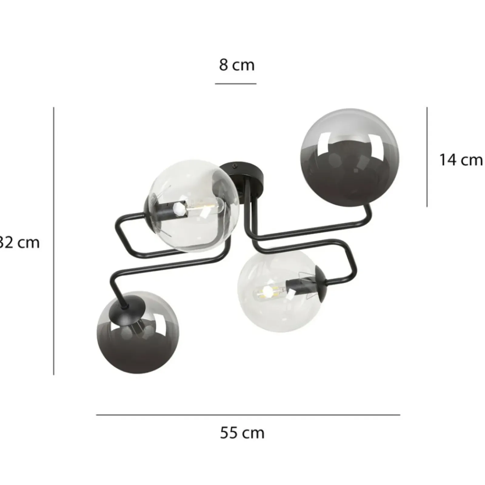 Sklep Kaja Symetryczna czarna lampa sufitowa z kloszami 843/4M3 | Kaja Best