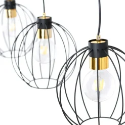 Sklep Kaja Symetryczna lampa wisząca na listwie czarno-złota 1222/3 z serii GINO Outlet
