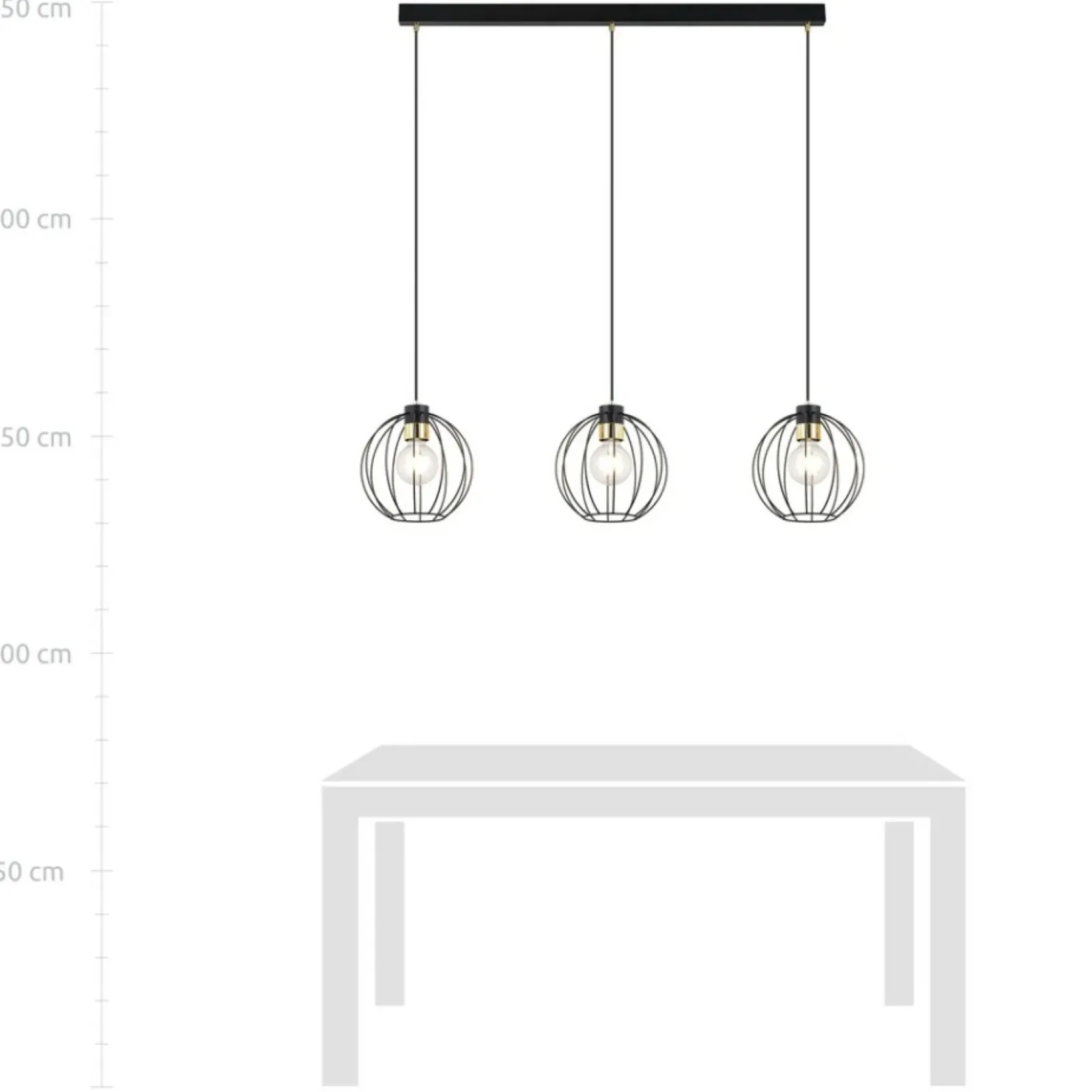 Sklep Kaja Symetryczna lampa wisząca na listwie czarno-złota 1222/3 z serii GINO Outlet