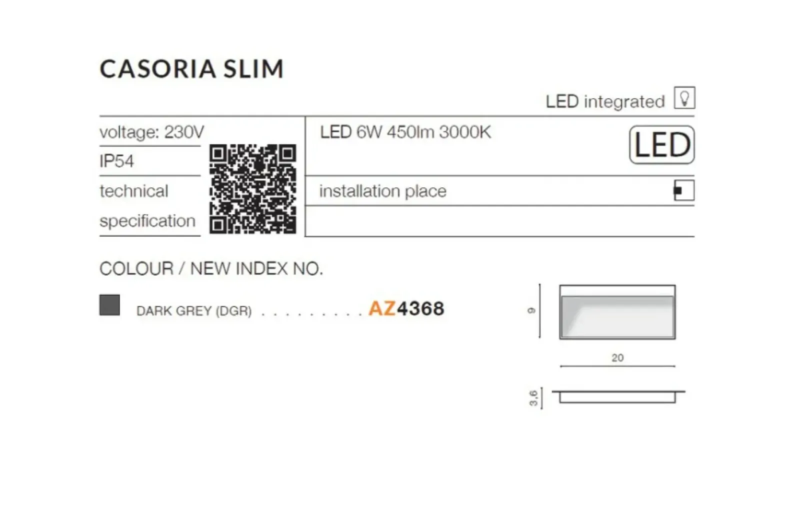 Sklep Kaja Szara zewnętrzna lampa ścienna LED AZ4368 CASORIA | Kaja Oświetlenie* Kinkiety Ogrodowe