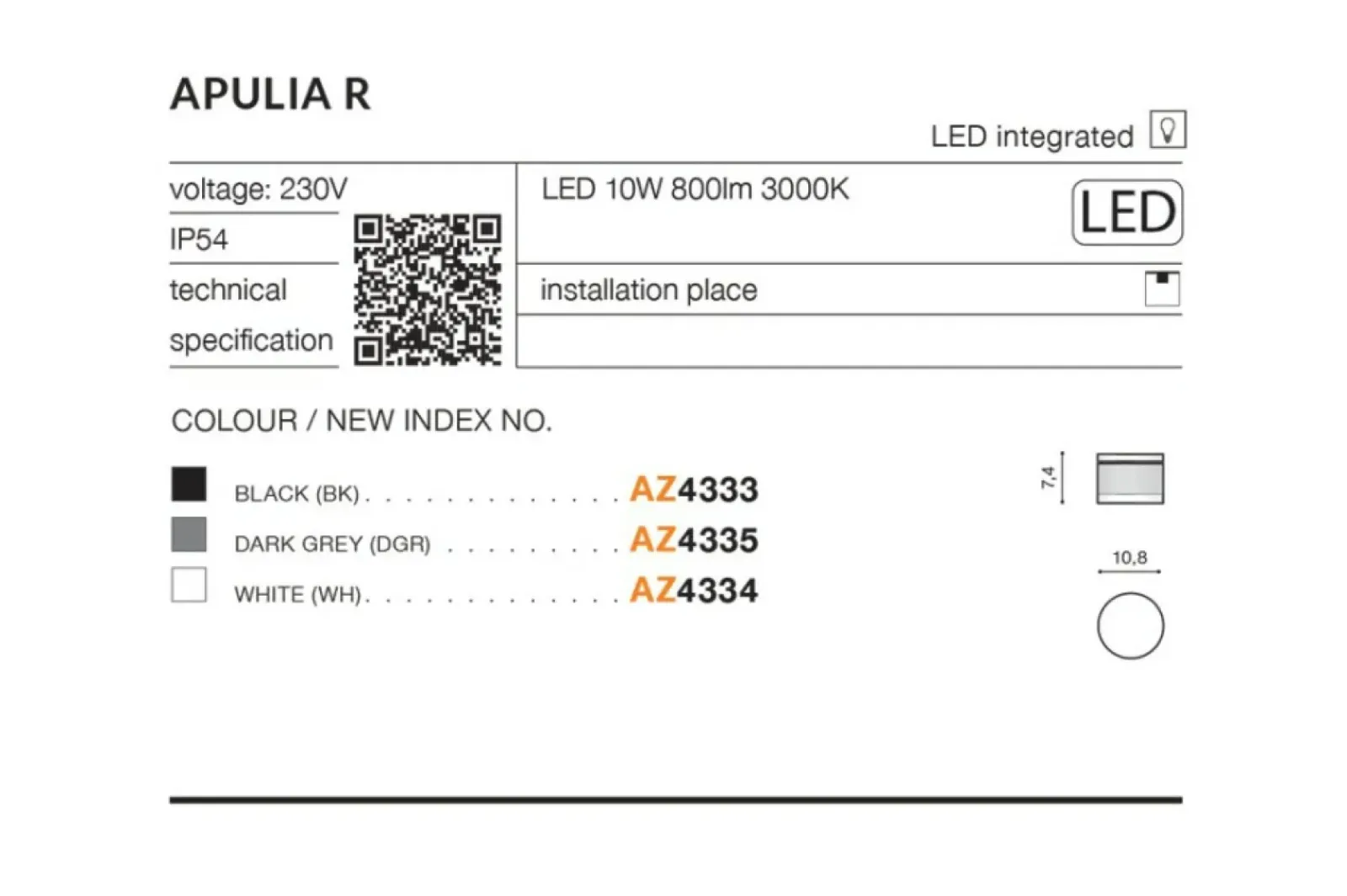 Sklep Kaja łazienkowy spot lampa sufitowa LED AZ4335 APULIA | Kaja* Plafony Zewnętrzne