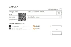 Sklep Kaja prosty kinkiet zewnętrzny LED 3000K AZ4356 CASOLA | Kaja* Kinkiety Ogrodowe