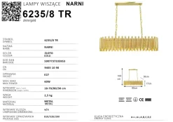 Sklep Kaja Szeroka, designerska lampa nad stół 6235/8 TR MJ | Kaja Oświetlenie Clearance