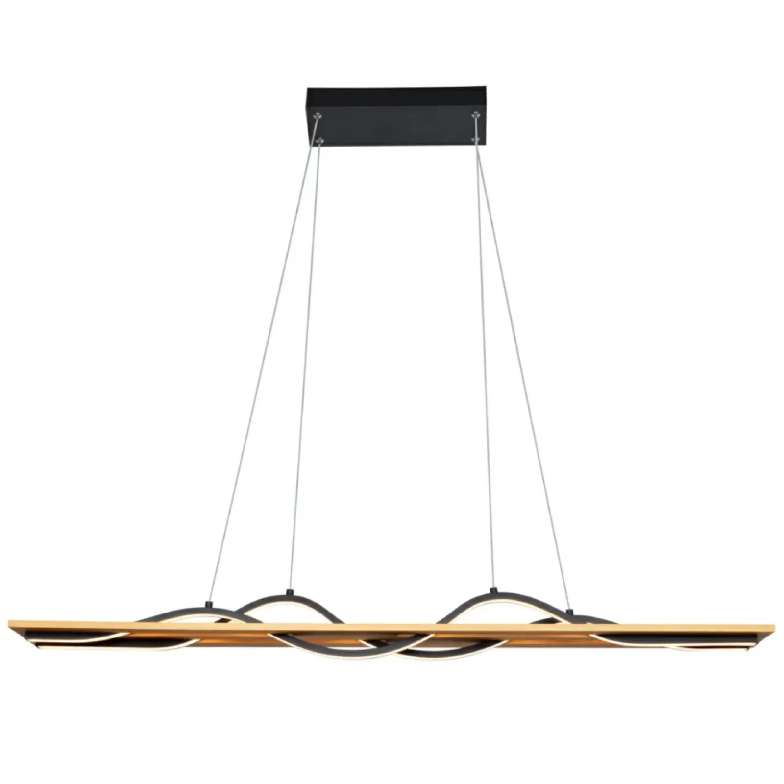 Sklep Kaja Szeroka, drewniana lampa LED nad stół PND-23848-30W-BK-GD CONATO | Kaja Store