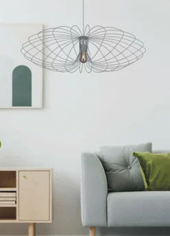 Sklep Kaja Szeroka, druciana lampa wisząca K-3408 TIZI | Kaja Oświetlenie szary Shop