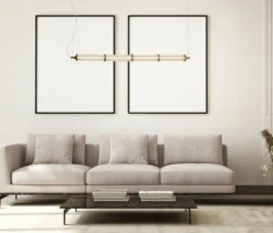 Sklep Kaja Szeroka lampa LED nad wyspę kuchenną PND-26384-4-GD-CL SANPO | Kaja Sale