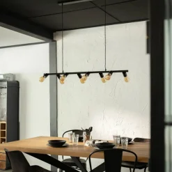 Sklep Kaja Szeroka lampa nad stół, na ozdobne żarówki ABR-RRN-8XE27 RETRO | Kaja czarny Best Sale
