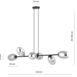 Sklep Kaja Szeroka lampa wisząca nad wyspę kuchenną 1263/6 z serii PANDORA | Kaja Hot