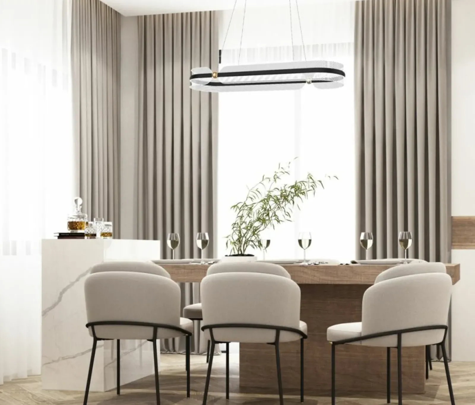 Sklep Kaja Szeroka lampa wisząca nad stół PND-63728-56W-3K-BK-GD SOPLA | Kaja Outlet