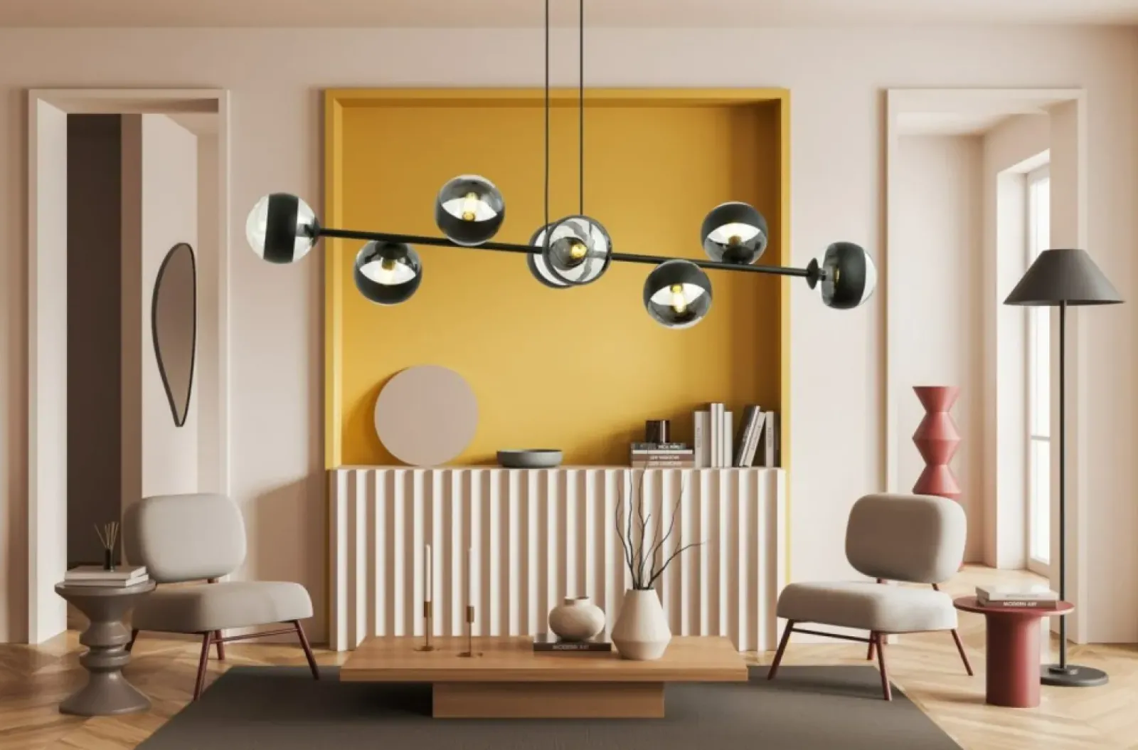 Sklep Kaja Szeroka lampa wisząca z małymi kloszami 1229/8 ROSSI | Kaja Cheap
