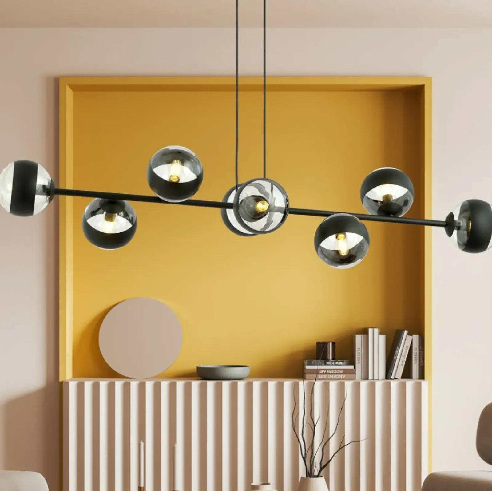 Sklep Kaja Szeroka lampa wisząca z małymi kloszami 1229/8 ROSSI | Kaja Cheap