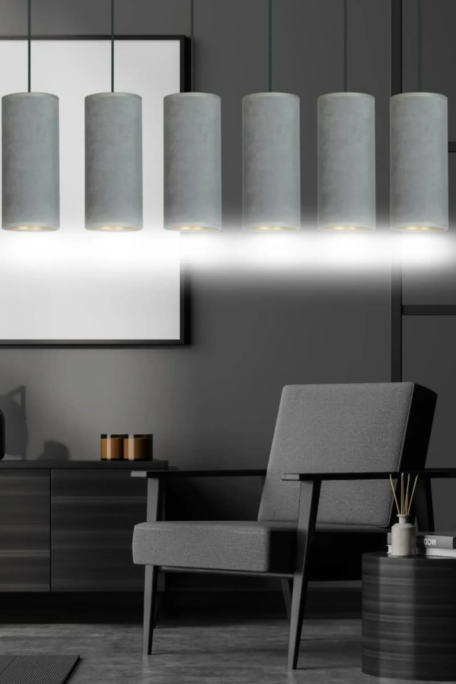 Sklep Kaja Szeroka lampa wisząca z szaro-złotymi abażurami 1060/6 BENTE | Kaja Store