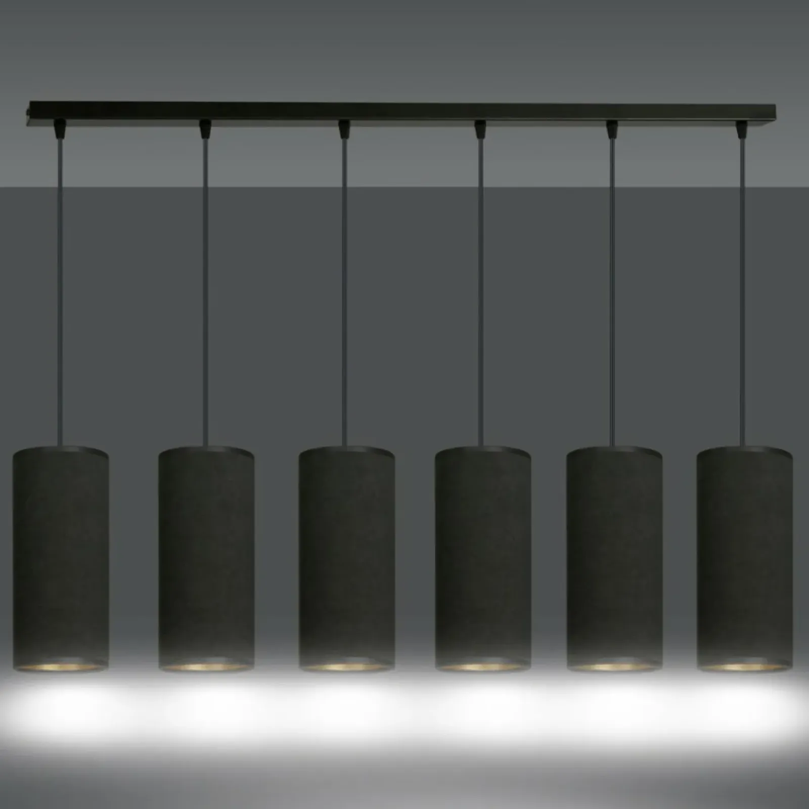 Sklep Kaja Szeroka lampa wisząca z wąskimi abażurami 1067/6 BENTE | Kaja czarny Discount