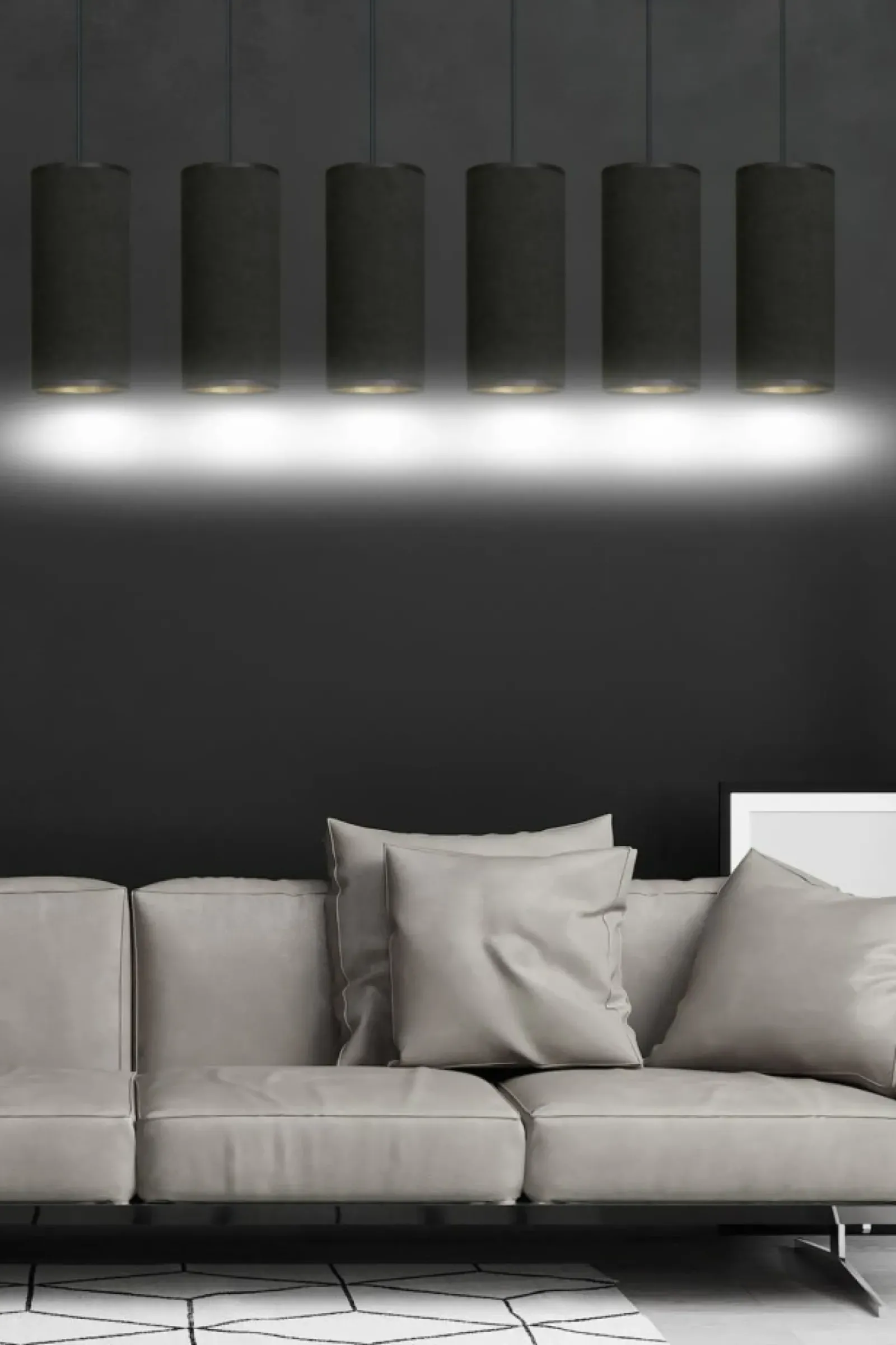 Sklep Kaja Szeroka lampa wisząca z wąskimi abażurami 1067/6 BENTE | Kaja czarny Discount
