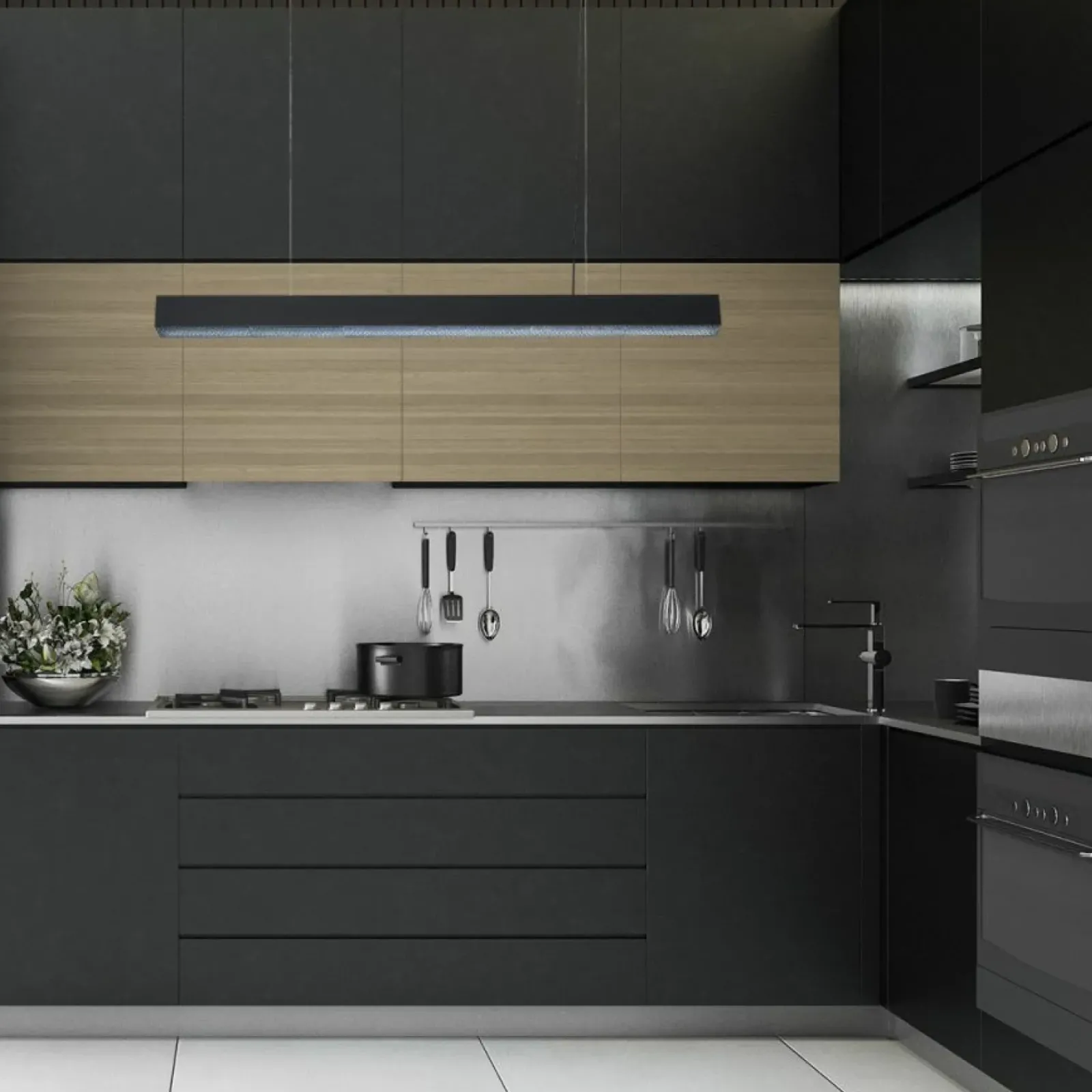 Sklep Kaja Szeroka listwa wisząca LED 120cm LP-1201/1P L BK SMART MIRA L | Kaja Hot