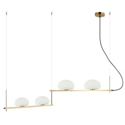 Sklep Kaja Szeroka, złota lampa wisząca do salonu PND-357784-BRO+W z serii KERNIO Cheap