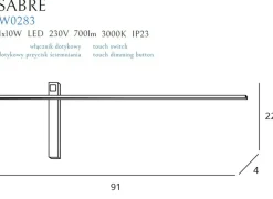Sklep Kaja Szeroki, minimalistyczny kinkiet LED MX W0283 SABRE | Kaja Oświetlenie* Lampy Led