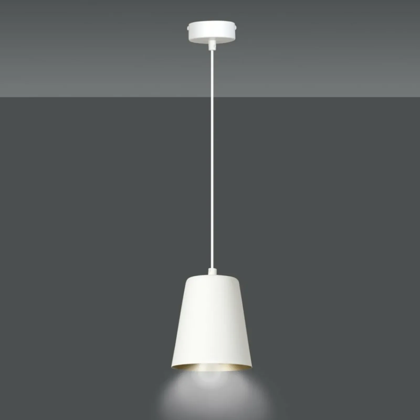 Sklep Kaja Tradycyjna biało-złota lampa wisząca z kloszem 414/1 | Kaja Store