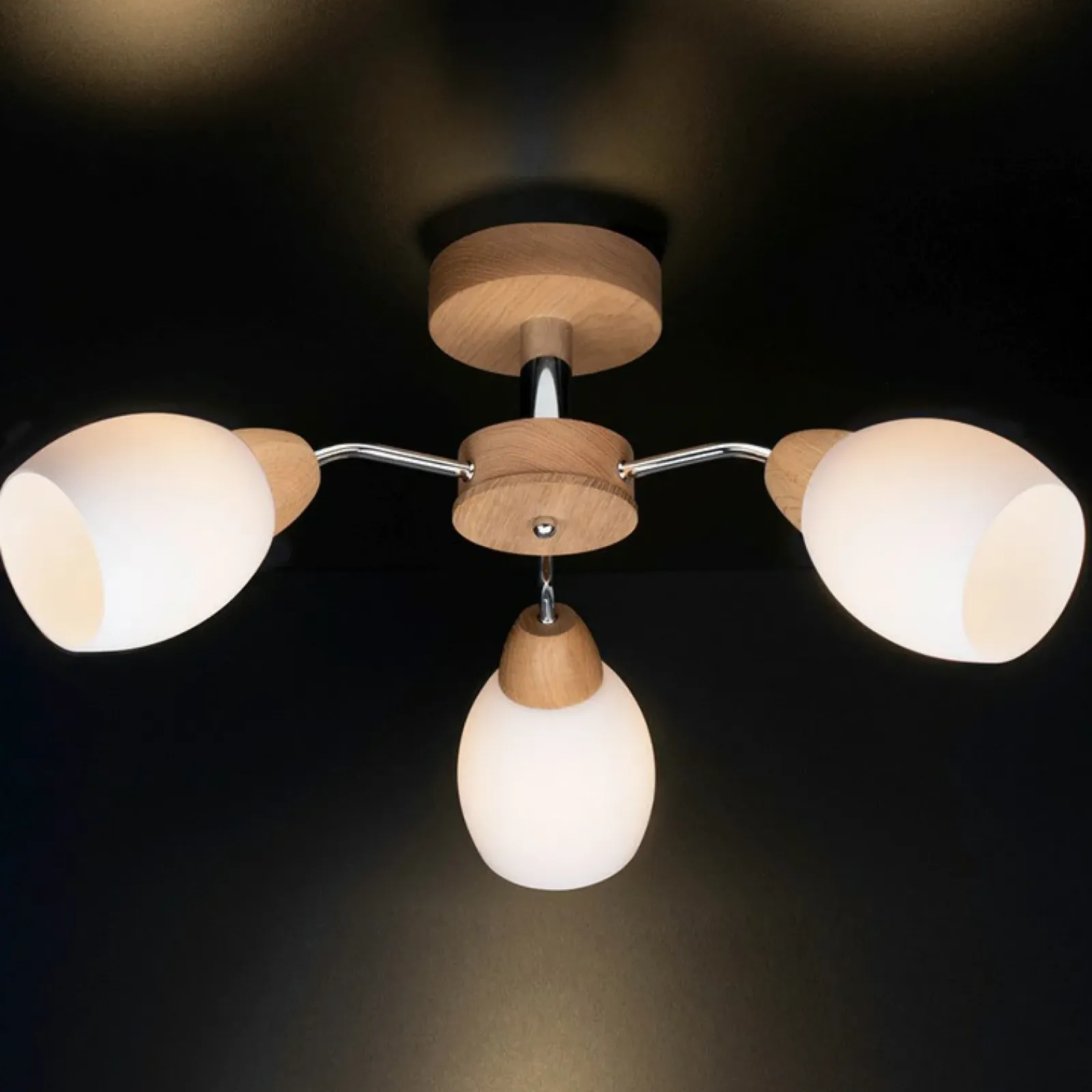 Sklep Kaja Trójramienna, drewniana lampa do sypialni 8320374 PARMA WOOD | Kaja* Randole Tradycyjne
