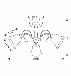 Sklep Kaja Trójramienna, elegancka lampa sufitowa 33-22424 ORA | Kaja Oświetlenie* Randole Tradycyjne