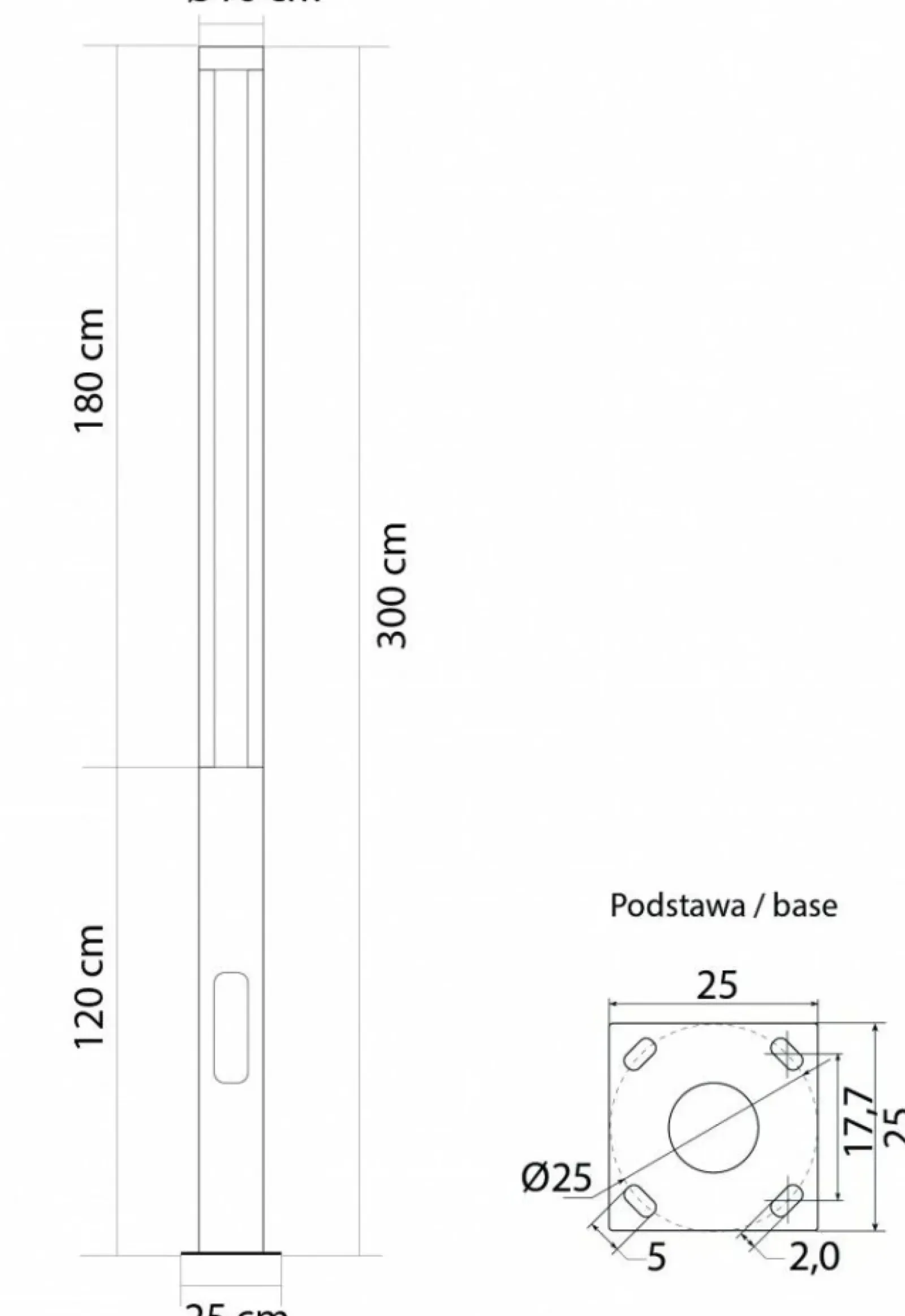 Sklep Kaja Trzymetrowa lampa ogrodowa, zintegrowany LED FMAX-3000 z serii FAN | Kaja Oświet* Lampy Ogrodowe Stojące