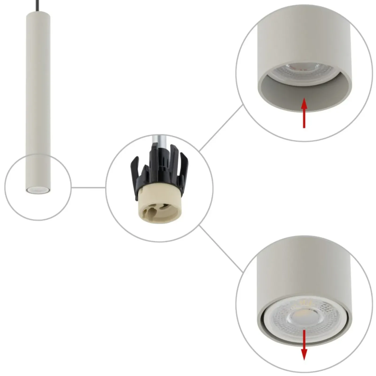 Sklep Kaja Uniwersalna, punktowa lampa wisząca, tuba 30cm 10902 FOURTY | Kaja szary Cheap