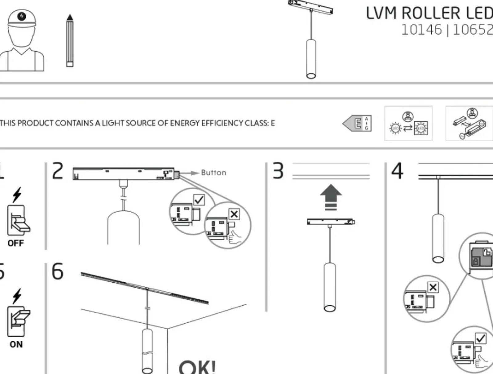 Sklep Kaja Wisząca lampa do szyny magnetycznej 1F 10146 LVM ROLLER LED | Kaja* Szynoprzewody Podtynkowe|Szynoprzewody Natynkowe