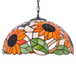 Sklep Kaja Witrażowa lampa wisząca, regulowana wysokość K-P16814 z serii SUNFLOWER* Randole Tradycyjne|Żyrandole Tradycyjne - Retro