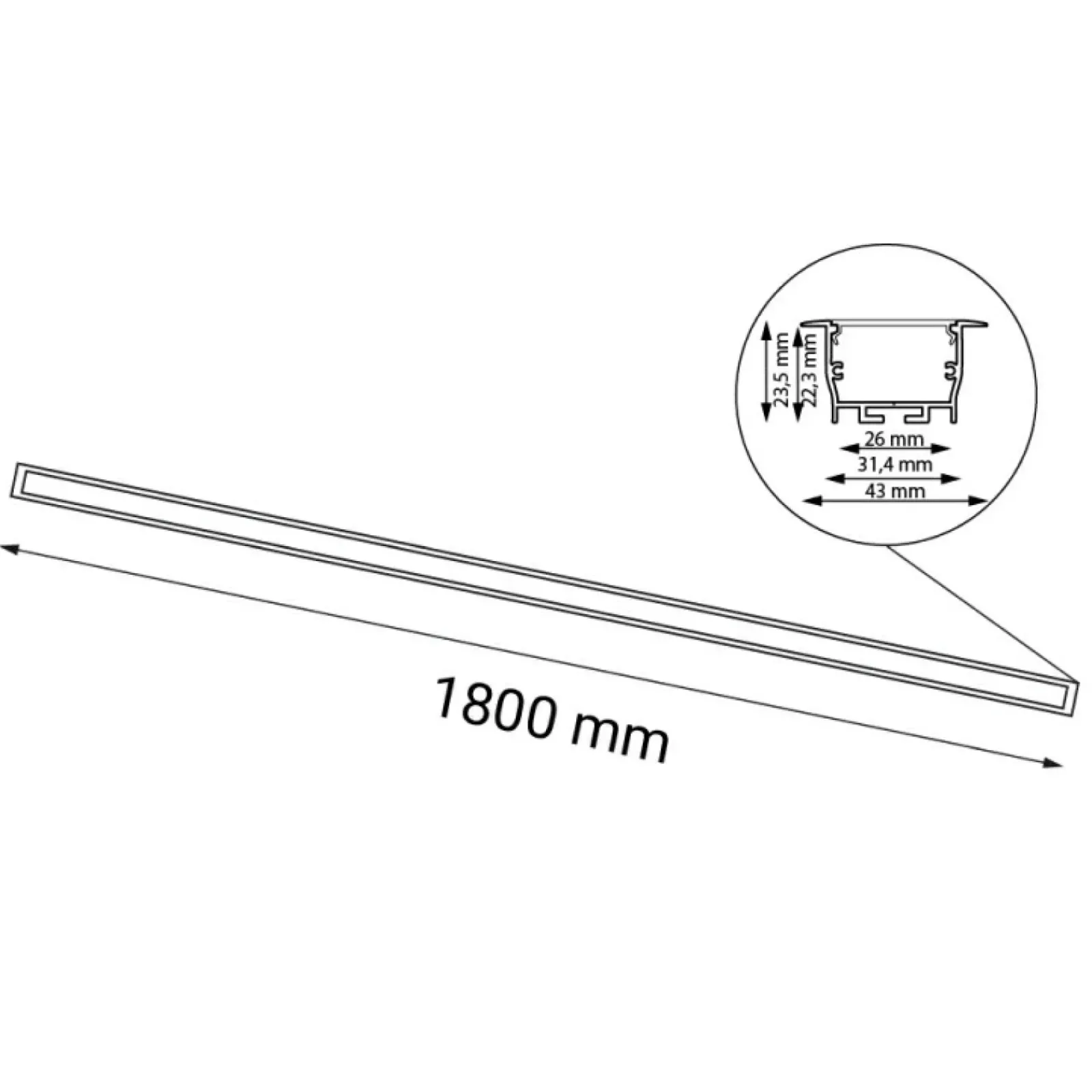 Sklep Kaja Wpustowy plafon LED do korytarza 180cm 3000K ANT 1836 HIATE | Kaja* Lampy Led|Oprawy Podtynkowe