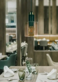 Sklep Kaja Wyjątkowa lampa wisząca z bursztynowym kloszem K-5255 z serii ALTO Outlet