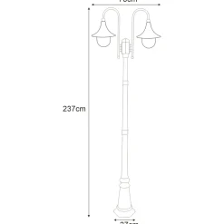 Sklep Kaja Wysoka zewnętrzna dwuramienna latarnia K-8132 CZ BOSTON | Kaja* Latarnie Ogrodowe|Lampy Ogrodowe Stojące