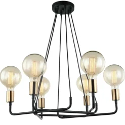 Sklep Kaja Żyrandol loft na żarówki E27 MDM-3901/6 BK+BRO BETTY | Kaja Flash Sale