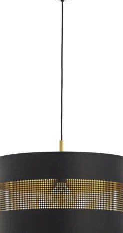 Sklep Kaja Żyrandol z czarno-złotym abażurem TK 3211 TAGO BLACK | Kaja Discount