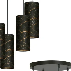 Sklep Kaja Żyrandol z marmurowymi abażurami 1056/4PREM KARLI PREMIUM | Kaja czarny Fashion