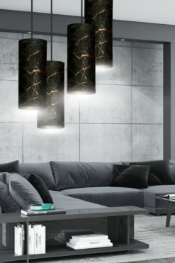 Sklep Kaja Żyrandol z marmurowymi abażurami 1056/4PREM KARLI PREMIUM | Kaja czarny Fashion