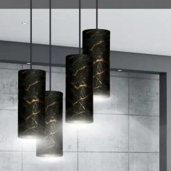 Sklep Kaja Żyrandol z marmurowymi abażurami 1056/4PREM KARLI PREMIUM | Kaja czarny Fashion