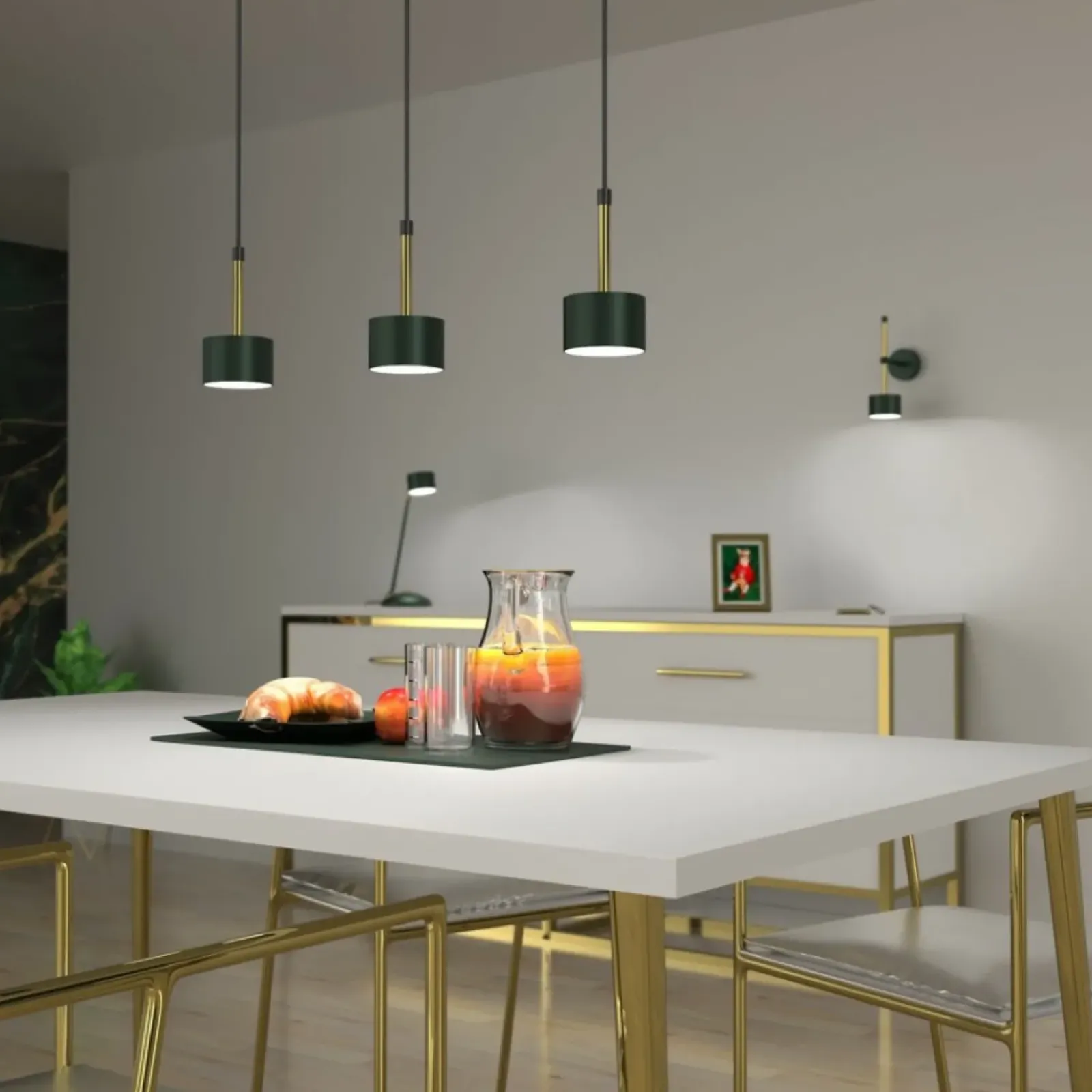 Sklep Kaja Zielona lampa ze złotymi elementami MLP7767 z serii ARENA | Kaja Oświetlenie Cheap