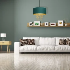 Sklep Kaja Zielono-złota lampa wisząca z kryształkami MLP6451 z serii ALMERIA | Kaja Oświet* Żyrandole Z Abażurem