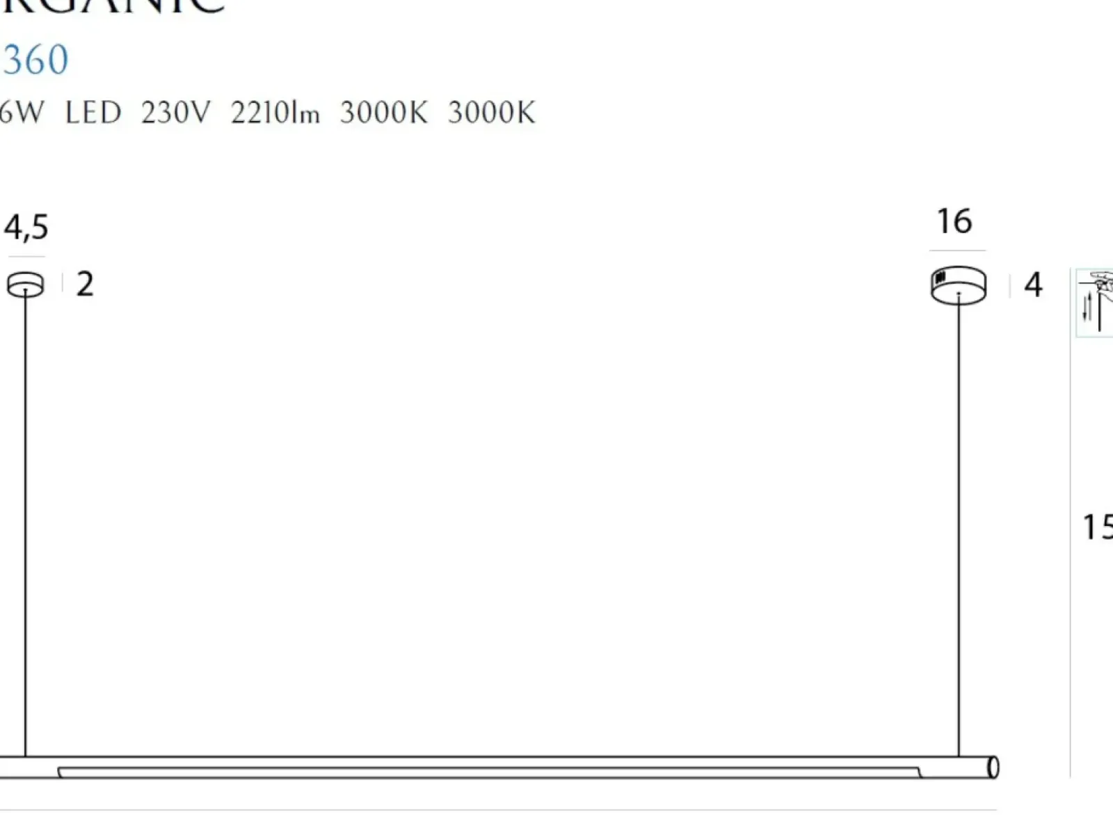 Sklep Kaja Złota, ściemnialna lampa nad stół 150cm MX P0360D ORGANIC P | Kaja Online