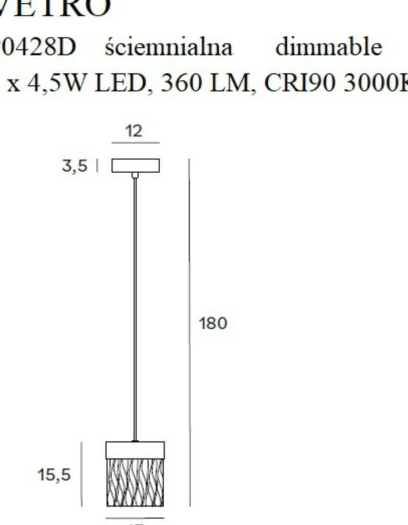 Sklep Kaja Złota, ściemnialna lampa wisząca LED MX P0428D VETRO | Kaja New