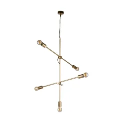 Sklep Kaja Złota industrialna lampa wisząca na pięć żarówek 9076 | Kaja złoty Shop