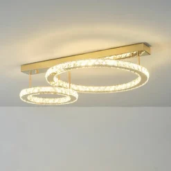 Sklep Kaja Złota, kryształowa lampa sufitowa LED MX3713-2-3GT GIRONA | Kaja* Lampy Led|Plafony Nowoczesne