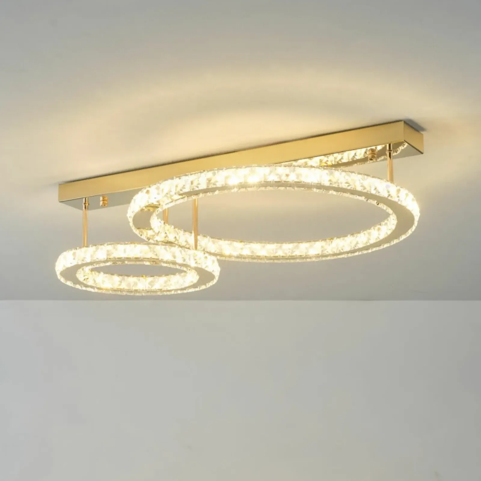 Sklep Kaja Złota, kryształowa lampa sufitowa LED MX3713-2-3GT GIRONA | Kaja* Lampy Led|Plafony Nowoczesne