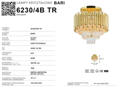 Sklep Kaja Złota lampa sufitowa w stylu pałacowym 6230/4B TR z serii BA Cheap