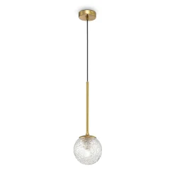 Sklep Kaja Złota lampa wisząca, przezroczysty klosz MOD061PL-01BS1 z serii LIGERO mosiądz Outlet
