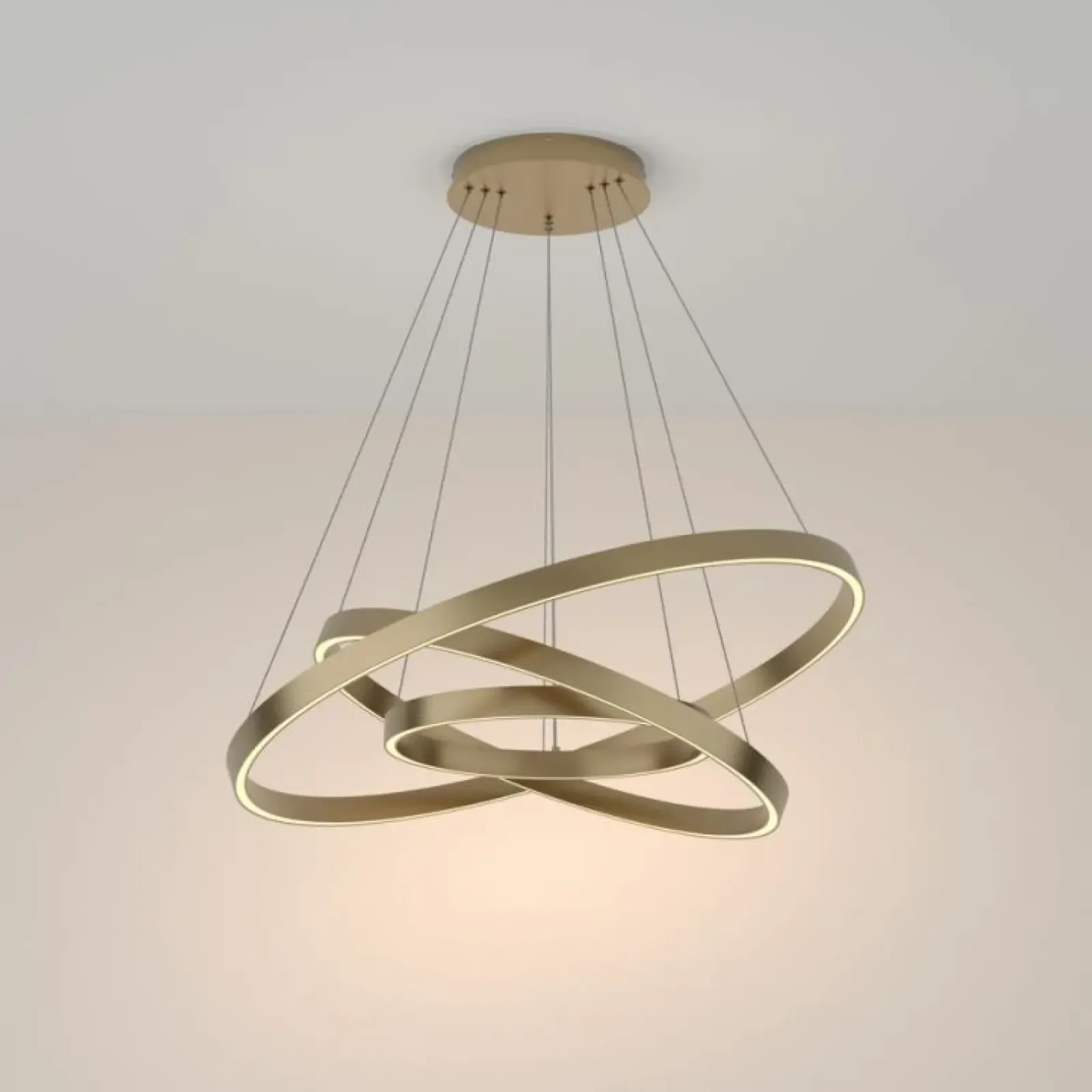 Sklep Kaja Złota lampa wisząca, trzy ledowe okręgi MOD058PL-L100BS3K z serii RIM Clearance