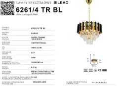 Sklep Kaja Złoty żyrandol z kryształkami styl glamour 6261/4 TR BL BILBAO | Kaja Hot